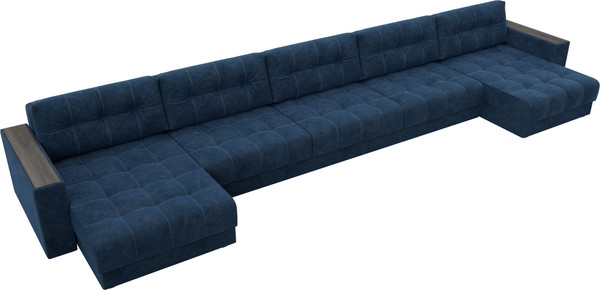 Изображение товара Диван П-образный Лига Диванов Лига-049 НПБ МегаЛонг с декором (велюр Brut 11 синий)