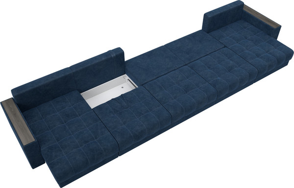 Изображение товара Диван П-образный Лига Диванов Лига-049 НПБ МегаЛонг с декором (велюр Brut 11 синий)