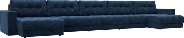 Изображение товара Диван П-образный Лига Диванов Лига-049 НПБ МегаЛонг с декором (велюр Brut 11 синий)