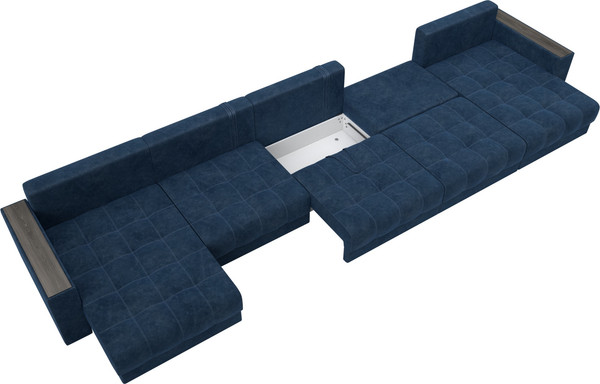 Изображение товара Диван П-образный Лига Диванов Лига-049 НПБ МегаЛонг с декором (велюр Brut 11 синий)