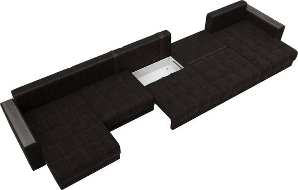 Изображение товара Диван П-образный Лига Диванов Лига-049 НПБ МегаЛонг с декором (велюр Brut 17 коричневый)