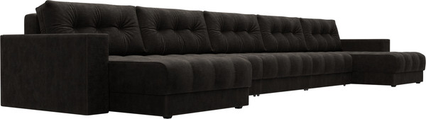 Изображение товара Диван П-образный Лига Диванов Лига-049 НПБ МегаЛонг с декором (велюр Brut 17 коричневый)