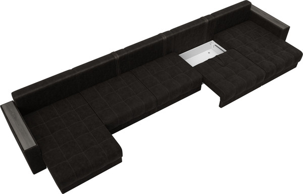 Изображение товара Диван П-образный Лига Диванов Лига-049 НПБ МегаЛонг с декором (велюр Brut 17 коричневый)