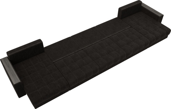 Изображение товара Диван П-образный Лига Диванов Лига-049 НПБ МегаЛонг с декором (велюр Brut 17 коричневый)