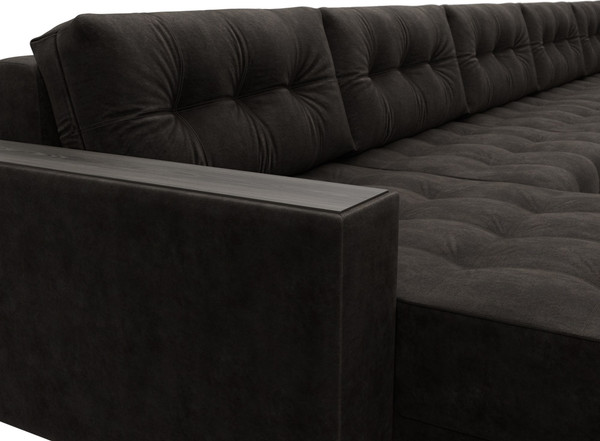 Изображение товара Диван П-образный Лига Диванов Лига-049 НПБ МегаЛонг с декором (велюр Brut 17 коричневый)