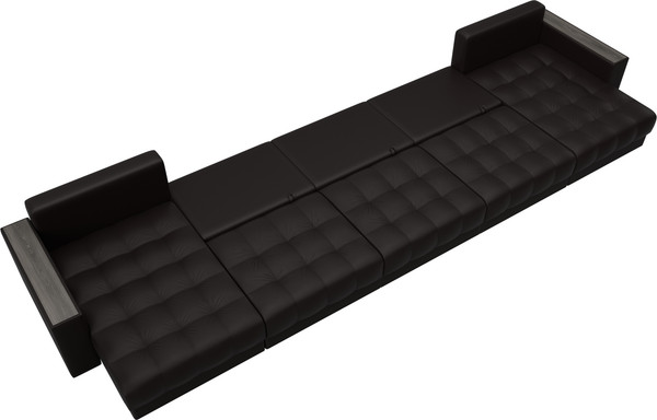 Изображение товара Диван П-образный Лига Диванов Лига-049 НПБ МегаЛонг с декором (экокожа Grifon 12 коричневый)