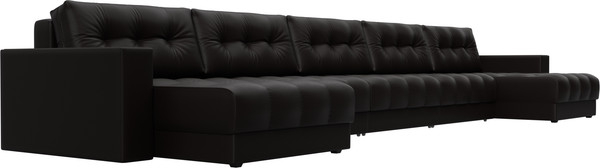 Изображение товара Диван П-образный Лига Диванов Лига-049 НПБ МегаЛонг с декором (экокожа Grifon 12 коричневый)