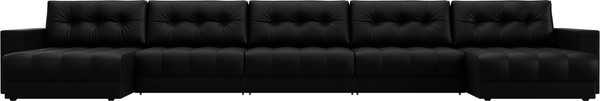 Изображение товара Диван П-образный Лига Диванов Лига-049 НПБ МегаЛонг с декором (экокожа Grifon 18 черный)