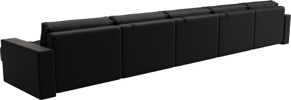 Изображение товара Диван П-образный Лига Диванов Лига-049 НПБ МегаЛонг с декором (экокожа Grifon 18 черный)