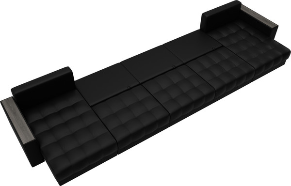 Изображение товара Диван П-образный Лига Диванов Лига-049 НПБ МегаЛонг с декором (экокожа Grifon 18 черный)