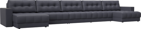 Изображение товара Диван П-образный Лига Диванов Лига-049 НПБ МегаЛонг с декором (экокожа Grifon 15 серый)