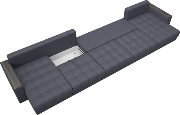 Изображение товара Диван П-образный Лига Диванов Лига-049 НПБ МегаЛонг с декором (экокожа Grifon 15 серый)