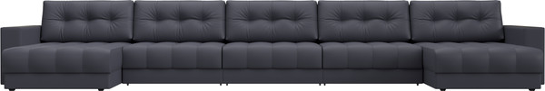 Изображение товара Диван П-образный Лига Диванов Лига-049 НПБ МегаЛонг с декором (экокожа Grifon 15 серый)