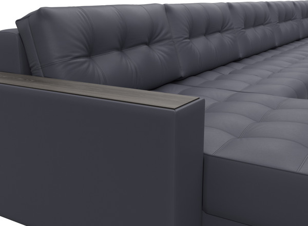 Изображение товара Диван П-образный Лига Диванов Лига-049 НПБ МегаЛонг с декором (экокожа Grifon 15 серый)