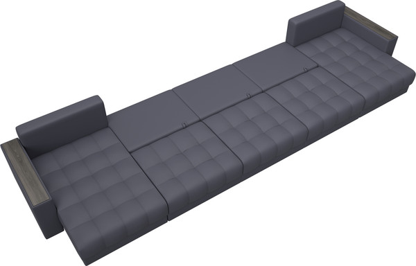 Изображение товара Диван П-образный Лига Диванов Лига-049 НПБ МегаЛонг с декором (экокожа Grifon 15 серый)