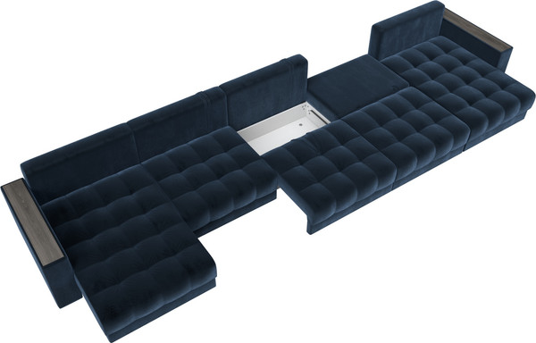 Изображение товара Диван П-образный Лига Диванов Лига-049 НПБ МегаЛонг с декором (велюр Tower 13 синий)