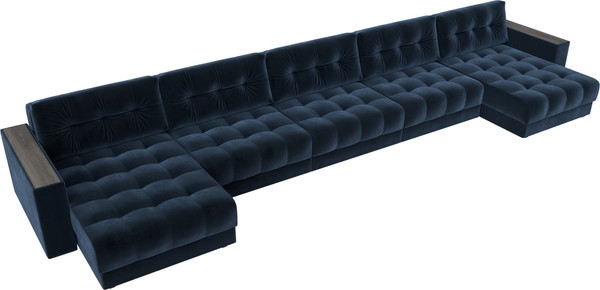 Изображение товара Диван П-образный Лига Диванов Лига-049 НПБ МегаЛонг с декором (велюр Tower 13 синий)