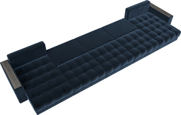 Изображение товара Диван П-образный Лига Диванов Лига-049 НПБ МегаЛонг с декором (велюр Tower 13 синий)