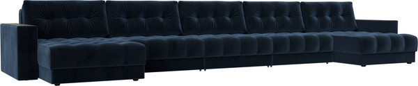 Изображение товара Диван П-образный Лига Диванов Лига-049 НПБ МегаЛонг с декором (велюр Tower 13 синий)