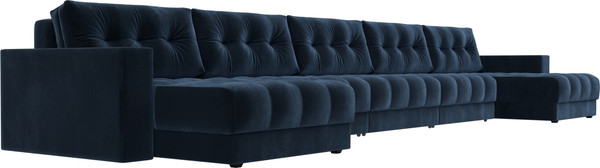 Изображение товара Диван П-образный Лига Диванов Лига-049 НПБ МегаЛонг с декором (велюр Tower 13 синий)
