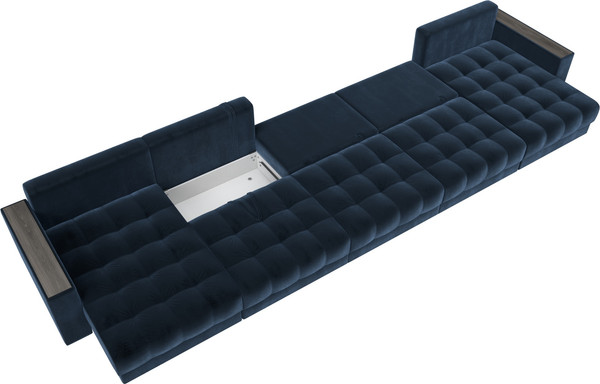 Изображение товара Диван П-образный Лига Диванов Лига-049 НПБ МегаЛонг с декором (велюр Tower 13 синий)