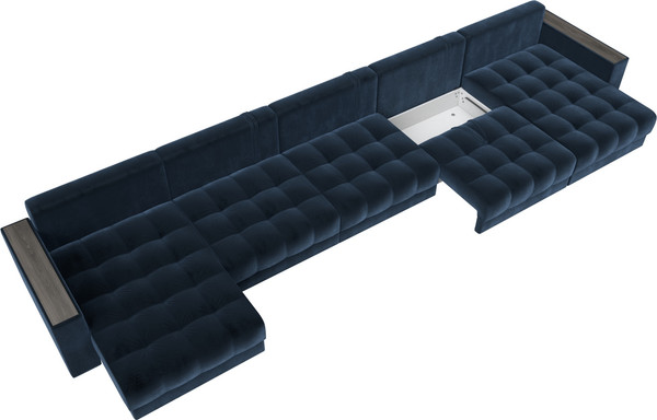 Изображение товара Диван П-образный Лига Диванов Лига-049 НПБ МегаЛонг с декором (велюр Tower 13 синий)
