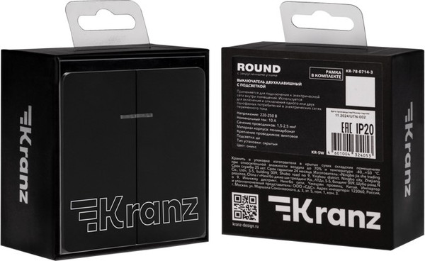 Изображение товара Выключатель Kranz Round KR-78-0714-3 (оникс)
