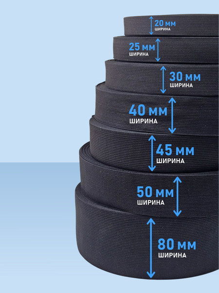 Изображение товара Резинка для шитья Sentex Вязаная 30мм РВ (50м, черный)