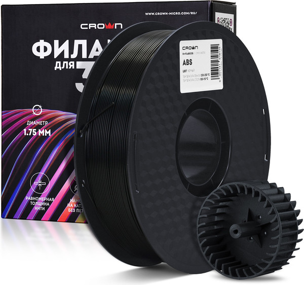 Изображение товара Пластик для 3D-печати Crown ABS / CM-FILABS020B (1.75мм, 1кг, черный)
