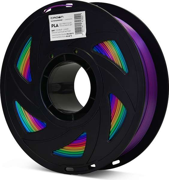 Изображение товара Пластик для 3D-печати Crown PLA Silk / CM-FILPLAST013PkBY (1.75мм, 1кг, розовый/синий/флуоресцентный желтый)