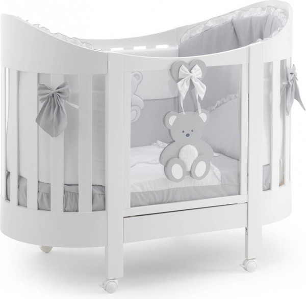 Изображение товара Детская кроватка Italbaby Peluche Oval / 070.1400-0077 (белый/серый)