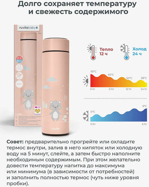 Изображение товара Термос для напитков Nuvita 4455 / NU-PPCP0057 (500мл, розовый)