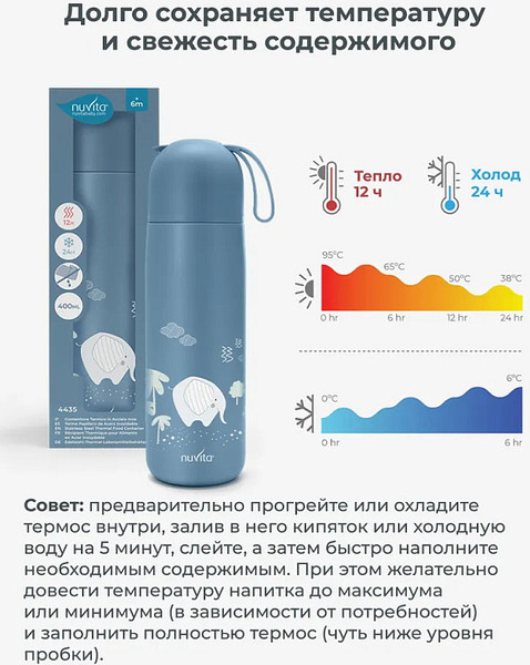 Изображение товара Термос для напитков Nuvita 4435 / NU-PPCP0054 (400мл, голубой)
