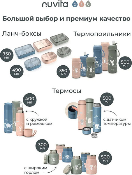 Изображение товара Термос для напитков Nuvita 4435 / NU-PPCP0054 (400мл, голубой)