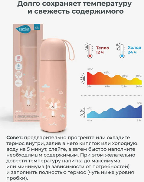 Изображение товара Термос для напитков Nuvita 4435 / NU-PPCP0055 (400мл, розовый)