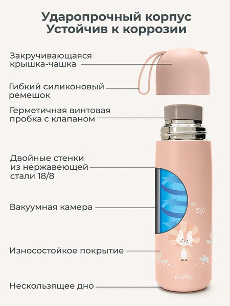 Изображение товара Термос для напитков Nuvita 4435 / NU-PPCP0055 (400мл, розовый)
