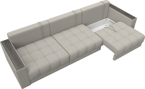 Изображение товара Диван Лига Диванов Лига-049 НПБ Лонг с декором (рогожка амур 02 бежевый)