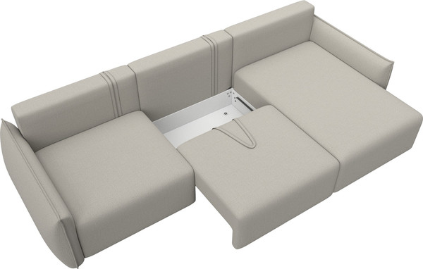 Изображение товара Диван угловой Лига Диванов Лига-051 НПБ Лонг универсальный (рогожка амур 02 бежевый)