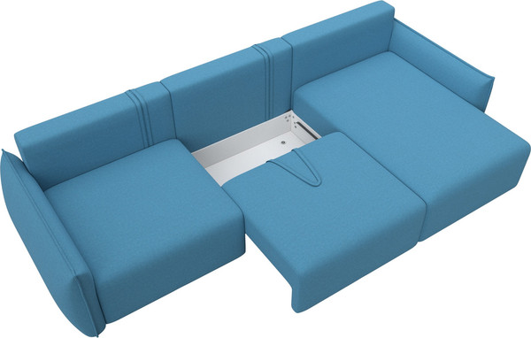Изображение товара Диван угловой Лига Диванов Лига-051 НПБ Лонг универсальный (рогожка амур 10 голубой)