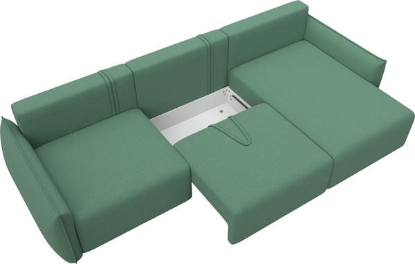 Изображение товара Диван угловой Лига Диванов Лига-051 НПБ Лонг универсальный (рогожка амур 11 зеленый)