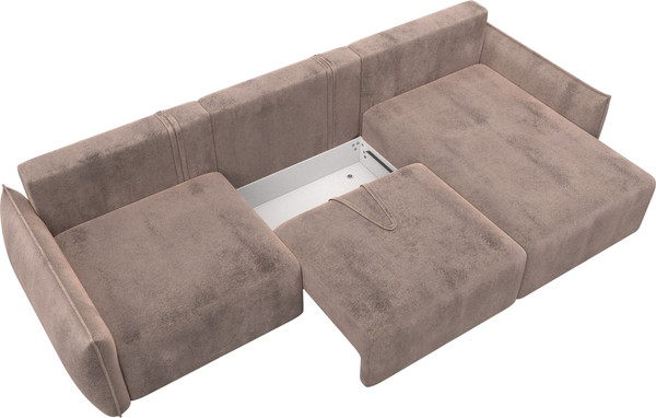 Изображение товара Диван угловой Лига Диванов Лига-051 НПБ Лонг универсальный (велюр Tower 05 бежевый)