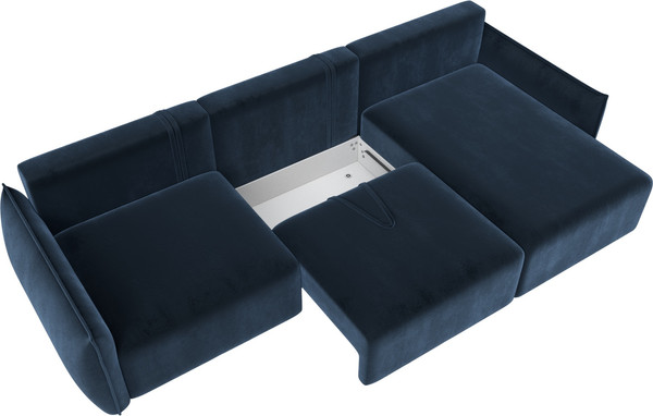 Изображение товара Диван угловой Лига Диванов Лига-051 НПБ Лонг универсальный (велюр Tower 13 синий)