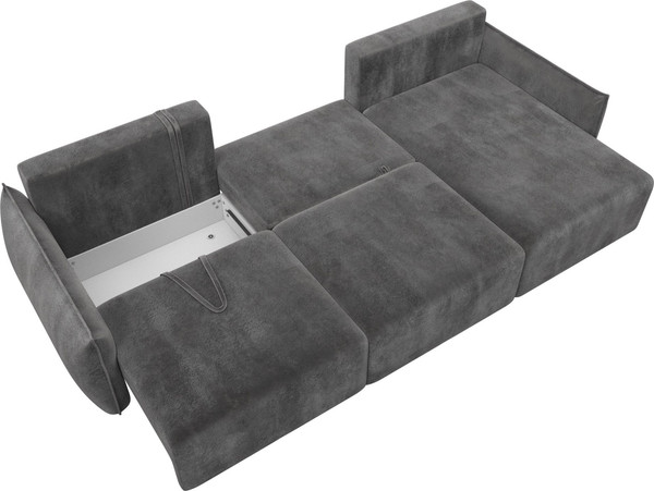 Изображение товара Диван угловой Лига Диванов Лига-051 НПБ Лонг универсальный (велюр Tower 10 серый)