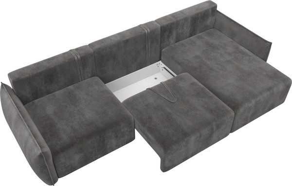 Изображение товара Диван угловой Лига Диванов Лига-051 НПБ Лонг универсальный (велюр Tower 10 серый)