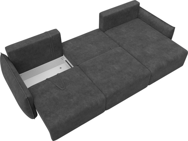 Изображение товара Диван угловой Лига Диванов Лига-051 НПБ Лонг универсальный (велюр Brut 16 темно-серый)