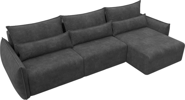 Изображение товара Диван угловой Лига Диванов Лига-051 НПБ Лонг универсальный (велюр Brut 16 темно-серый)