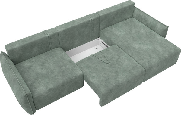 Изображение товара Диван угловой Лига Диванов Лига-051 НПБ Лонг универсальный (велюр Brut 08 зеленый)