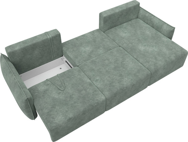 Изображение товара Диван угловой Лига Диванов Лига-051 НПБ Лонг универсальный (велюр Brut 08 зеленый)