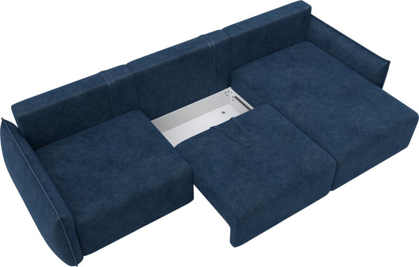 Изображение товара Диван угловой Лига Диванов Лига-051 НПБ Лонг универсальный (велюр Brut 11 синий)