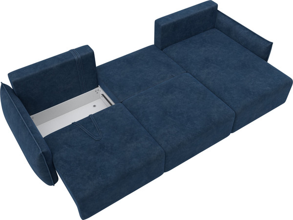 Изображение товара Диван угловой Лига Диванов Лига-051 НПБ Лонг универсальный (велюр Brut 11 синий)